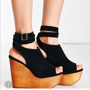 Jeffrey Campbell wood wrap wedges